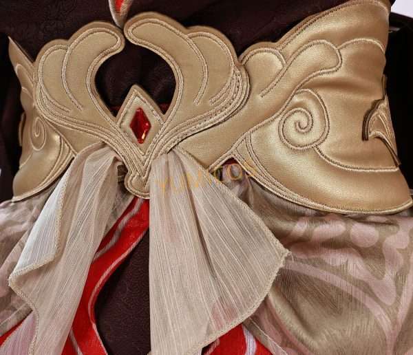 Close-up of Tingyun cosplay's accessories and fabric pattern