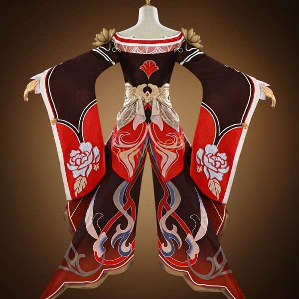 Back design of Fugue Tingyun costume showing cape and waist detail