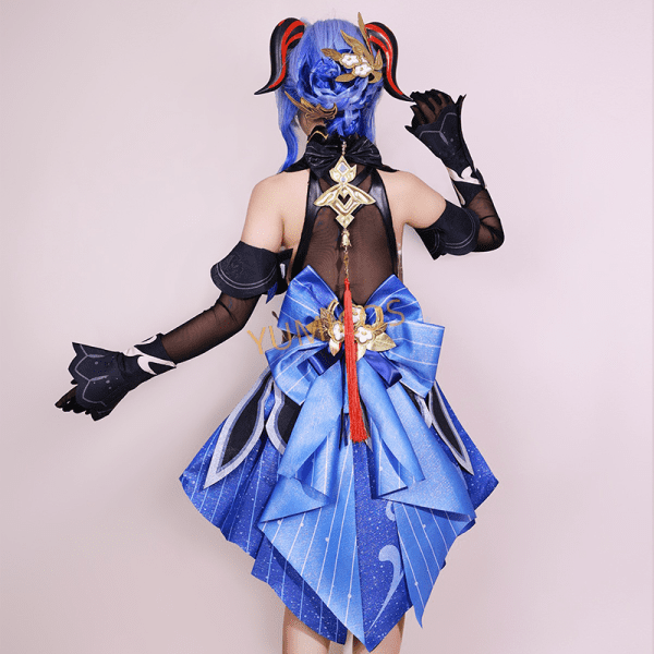 Back side of Ganyu cosplay costume showing tail and design lines