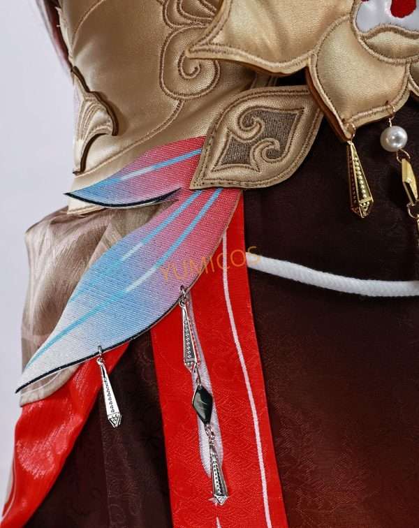 Close-up of Tingyun cosplay's accessories and fabric pattern