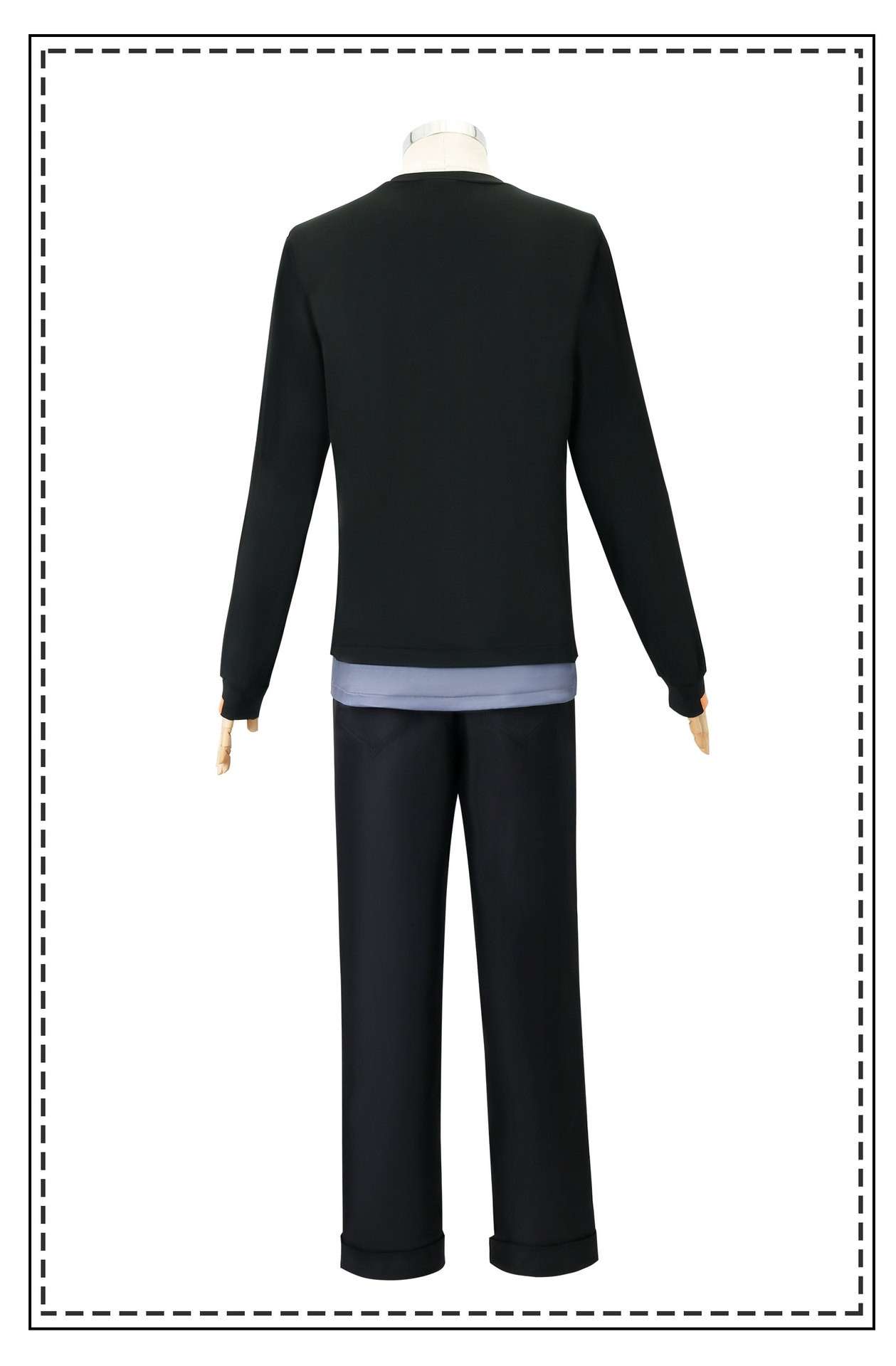 Back view of the Wise cosplay costume, highlighting its design. 