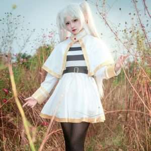 Front view of the Frieren cosplay costume, designed to match the character’s look in Frieren: Beyond Journey's End anime.