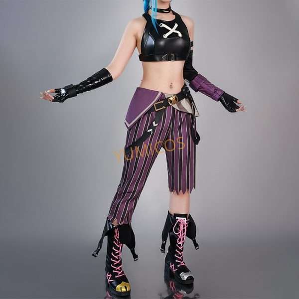 Jinx Cosplay Costume from Arcane: League of Legends – Front view of the outfit