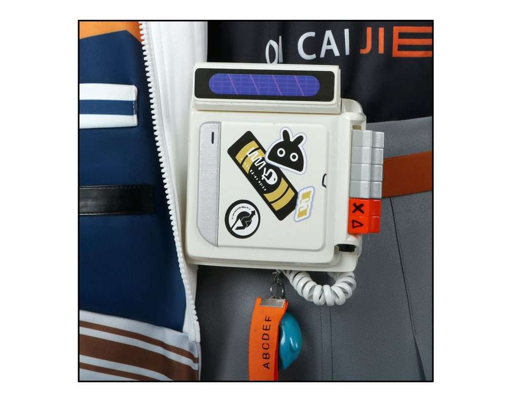 Detailed close-up of Belle's cosplay accessories and outfit.
