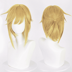 Front view of Link Cosplay Wig – short blonde style