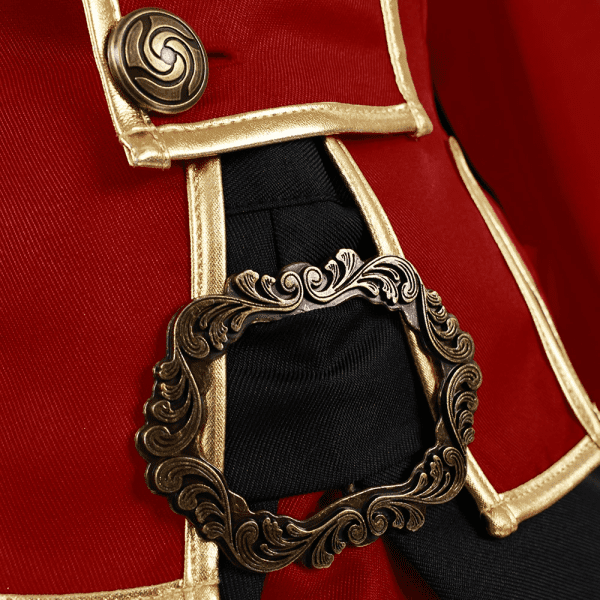 Close-up of the detailed embroidery and fabric texture.