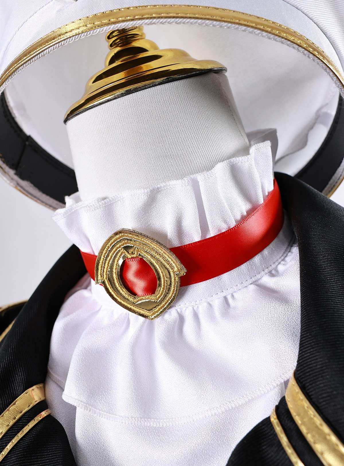 Close-up details of Caitlyn Cosplay Costume, showcasing fabric and design 