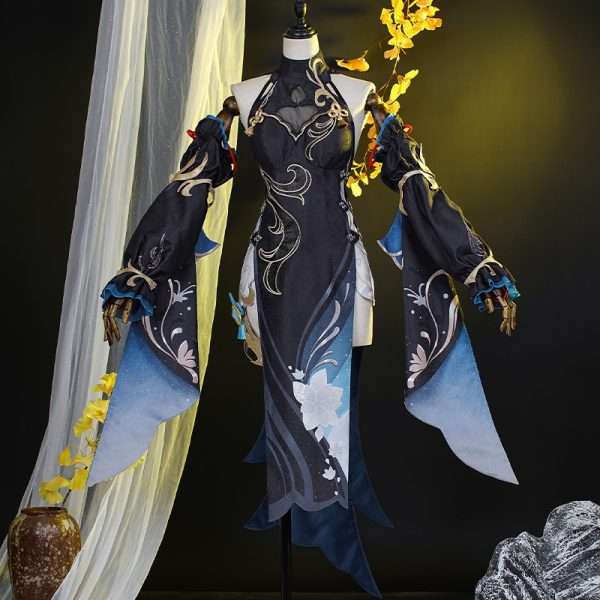 Front view of Shenhe Hai Deng Festival Cosplay Costume from Genshin Impact