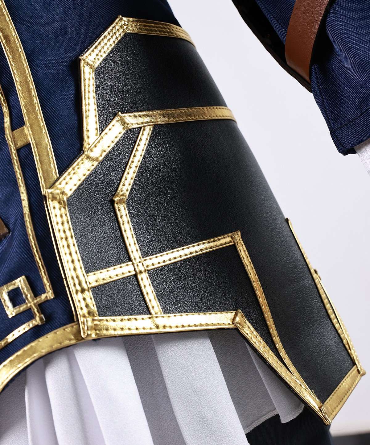Close-up details of Caitlyn Cosplay Costume, showcasing fabric and design 