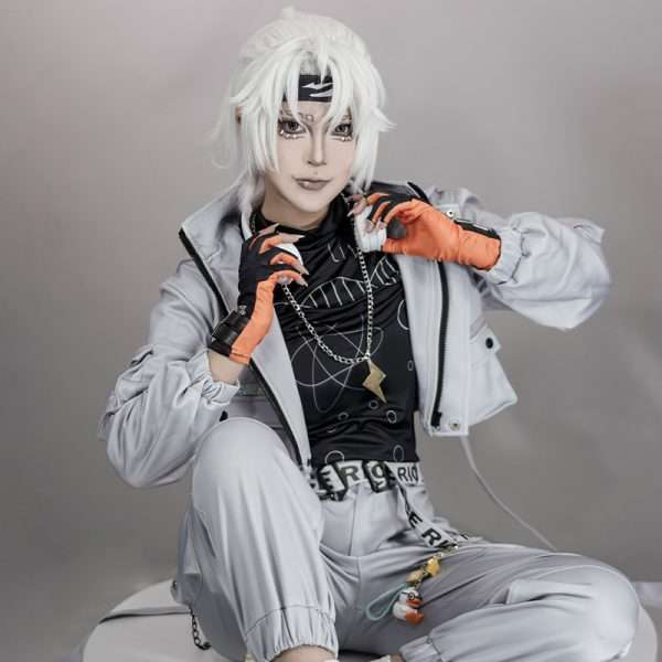 Vista frontal do traje de cosplay de prisioneiro de Identidade V