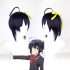 Dark brown anime wig with eye-covering fringe