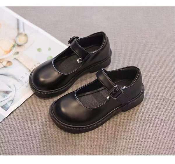Black gothic lolita shoes with strap detail