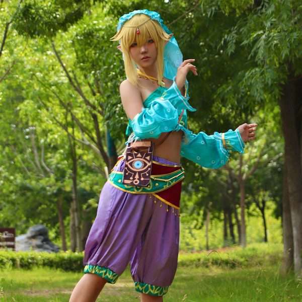 Vista frontal de Breath of the Wild Link Mujer Cosplay Costume