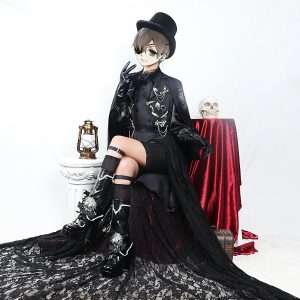 Front view of Black Butler Ciel Phantomhive 15th Anniversary Cosplay Costume