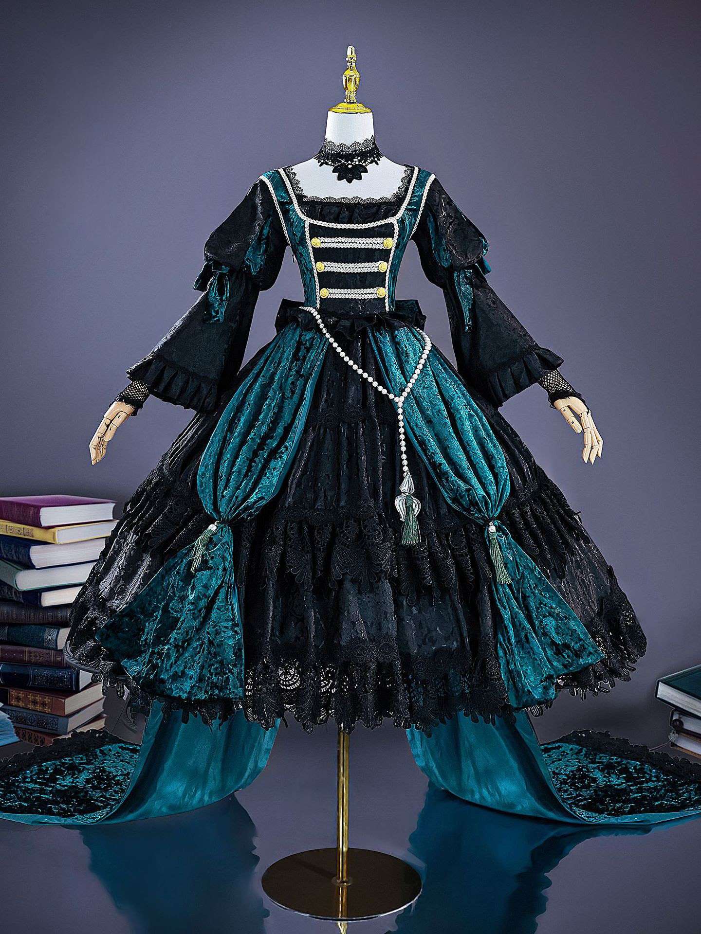 Front view of Black Butler Ciel Phantomhive Green Witch cosplay costume