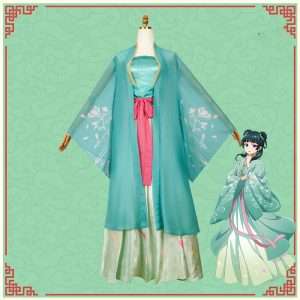 Front view of Maomao Green Hanfu Style Cosplay Costume