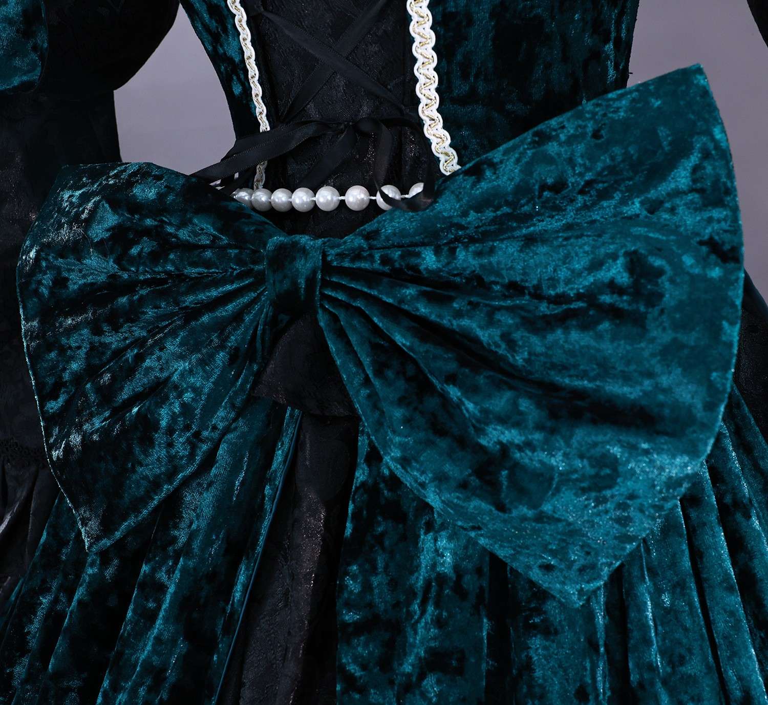 Close-up details of Black Butler Ciel Phantomhive Green Witch cosplay costume