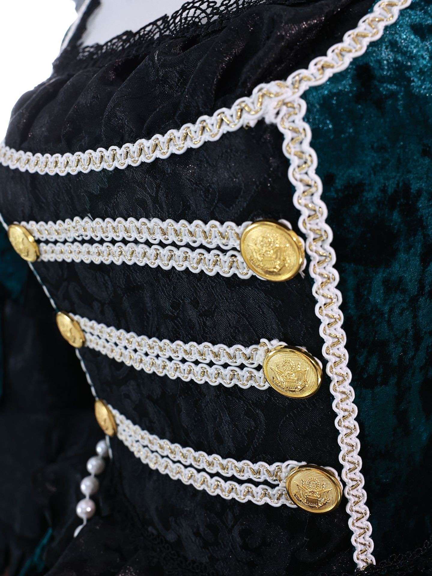 Close-up details of Black Butler Ciel Phantomhive Green Witch cosplay costume