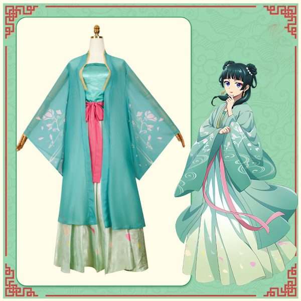 Etunäkymä Maomao Green Hanfu Style Cosplay puvusta