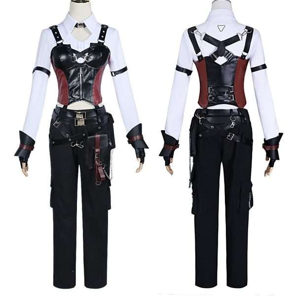 Vista frontal do traje de cosplay Love and DeepSpace DeepSpace Hunter