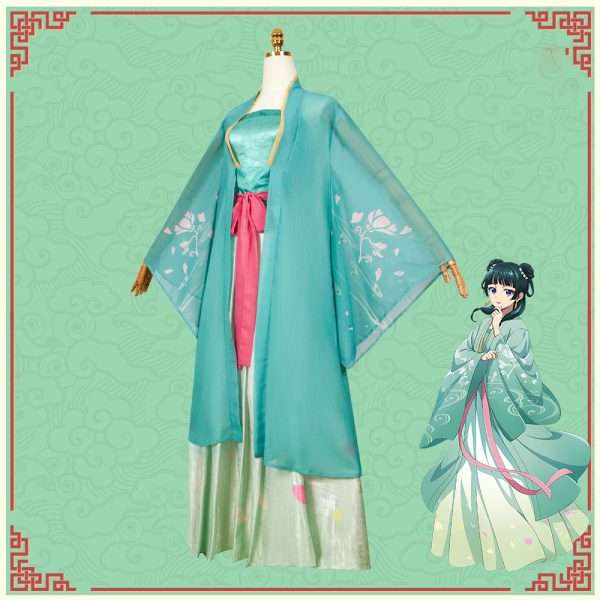 Etunäkymä Maomao Green Hanfu Style Cosplay puvusta