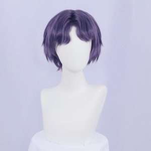 Front view of purple Rafayel Cosplay Wig from Love and DeepSpace