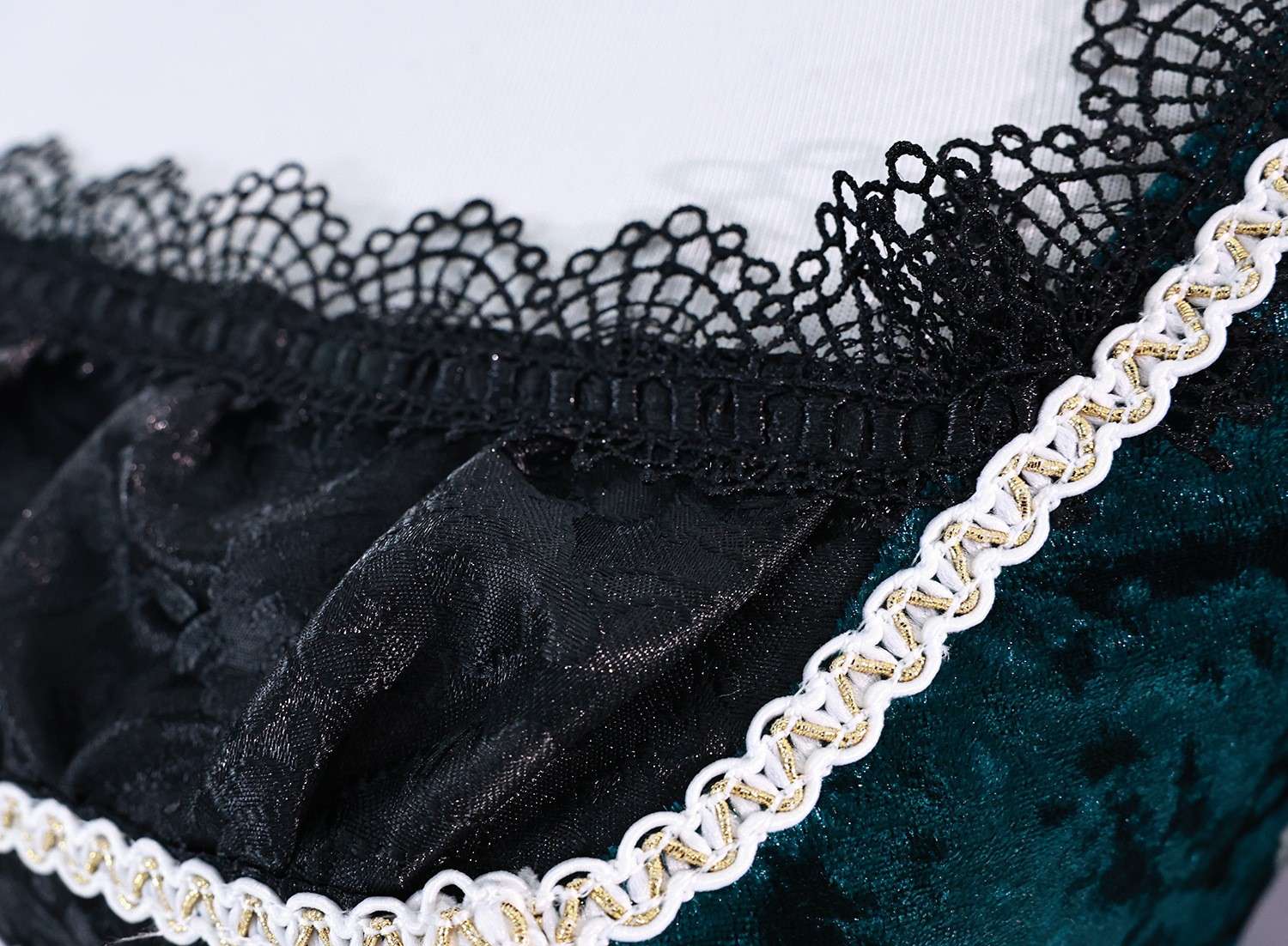 Close-up details of Black Butler Ciel Phantomhive Green Witch cosplay costume