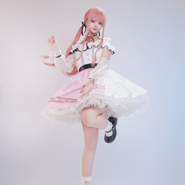 Front view of Infinity Nikki Nikki Cosplay Pink Dress