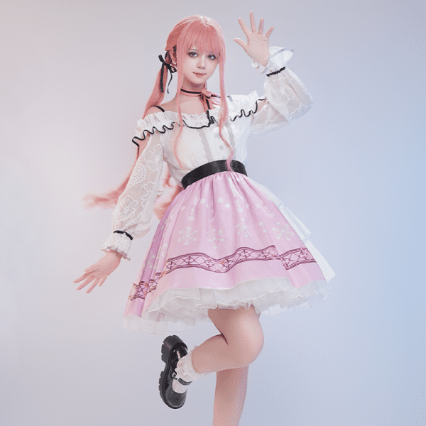 Front view of Infinity Nikki Nikki Cosplay Pink Dress