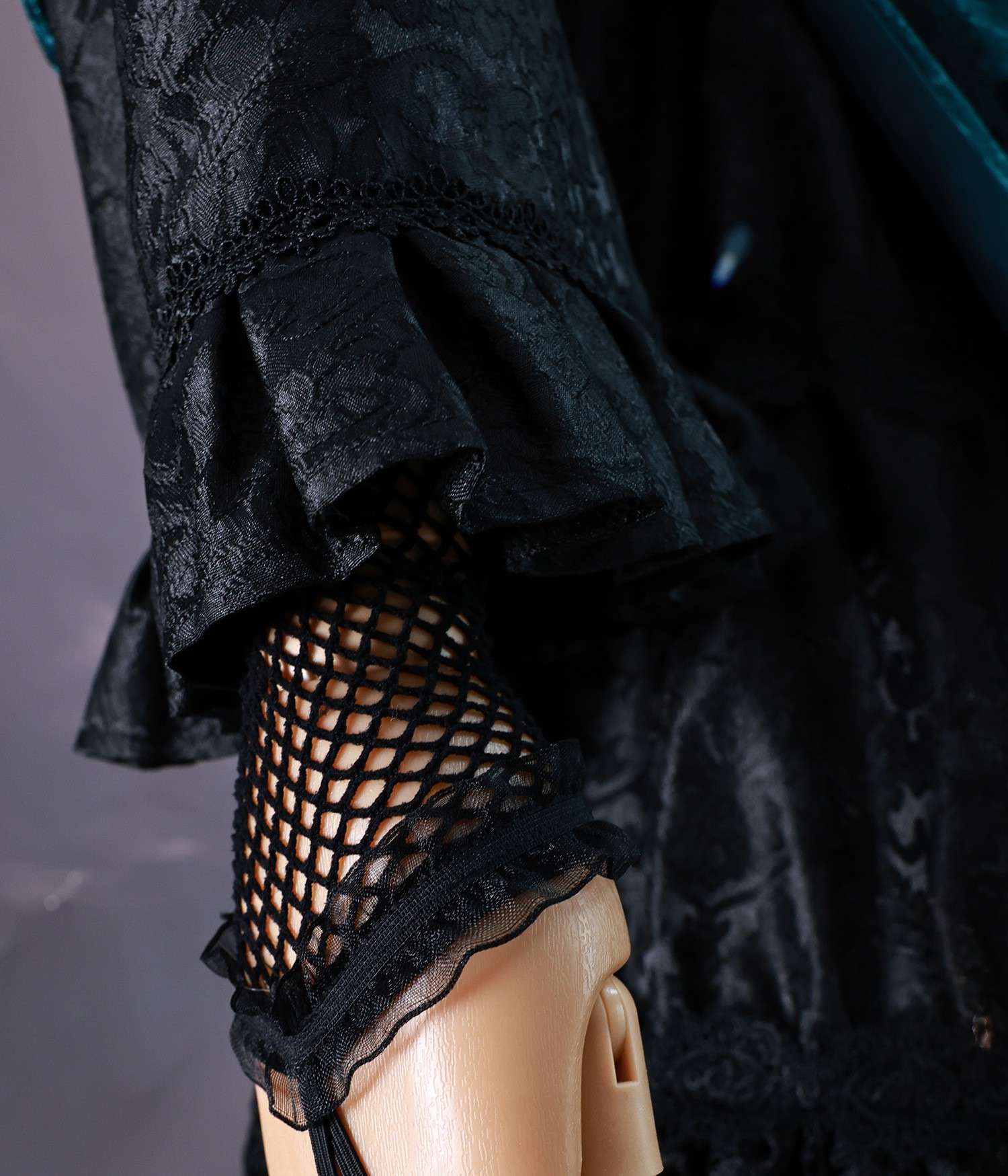 Close-up details of Black Butler Ciel Phantomhive Green Witch cosplay costume