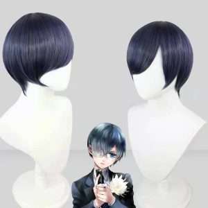 Front view of Black Butler Ciel Phantomhive short cosplay wig
