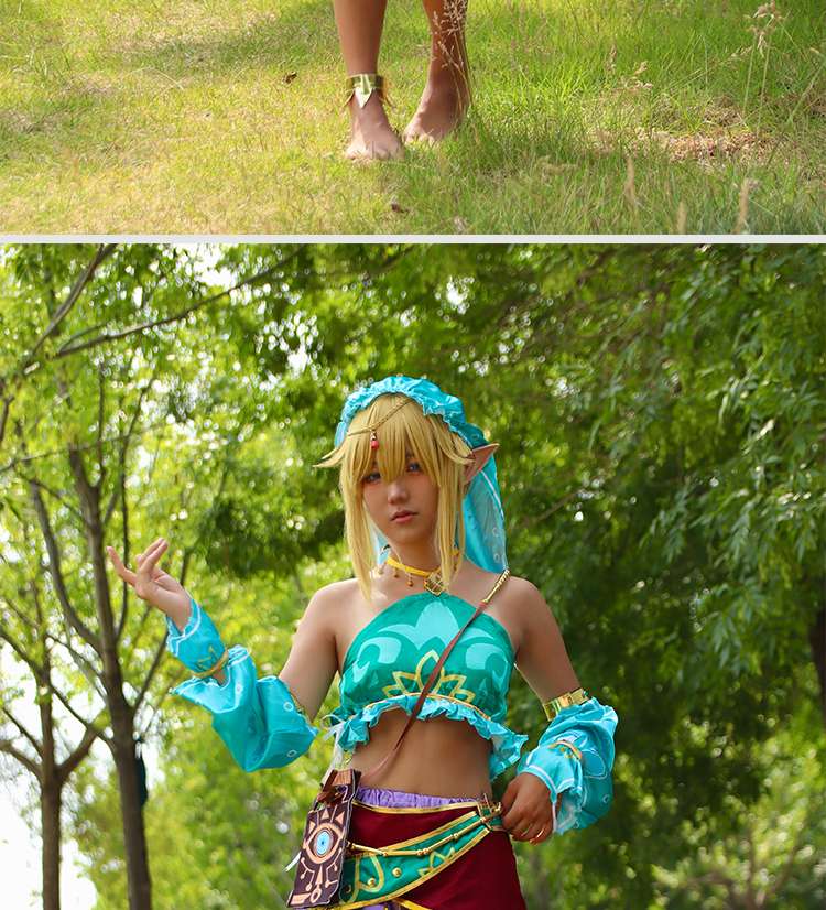 Vista frontal de Breath of the Wild Link Mujer Cosplay Costume