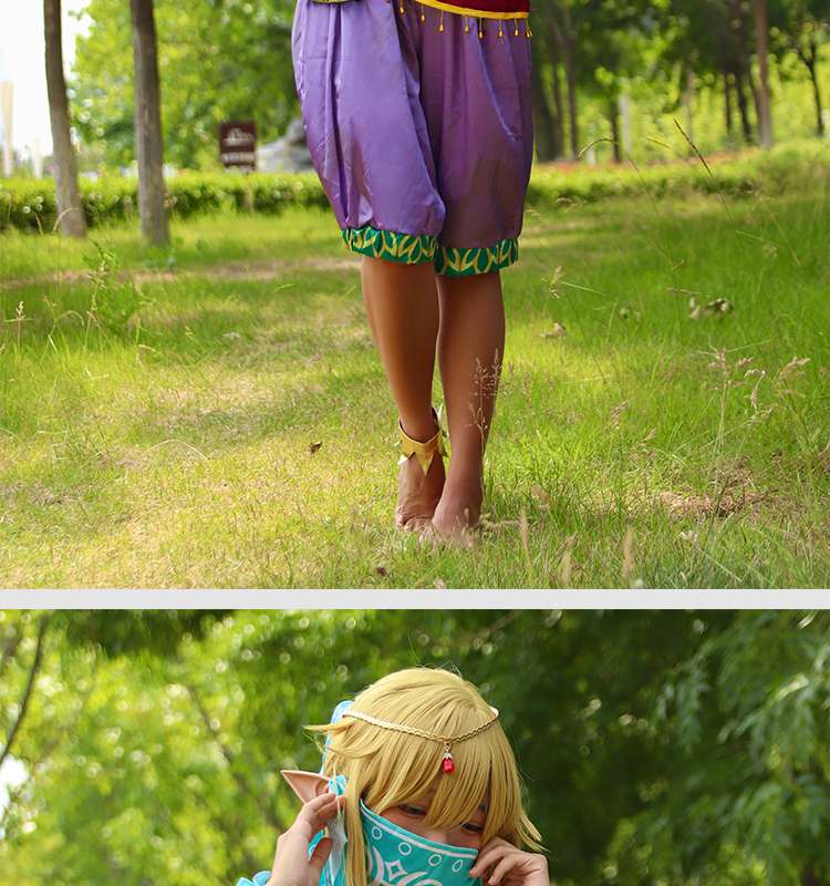  Vista frontal de Breath of the Wild Link Mujer Cosplay Costume