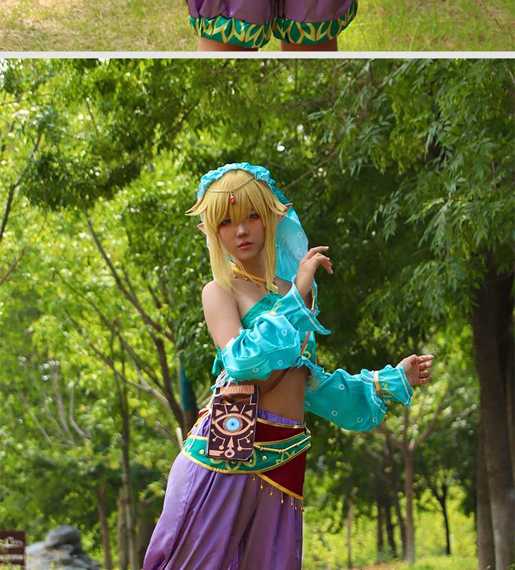Vista frontal de Breath of the Wild Link Mujer Cosplay Costume