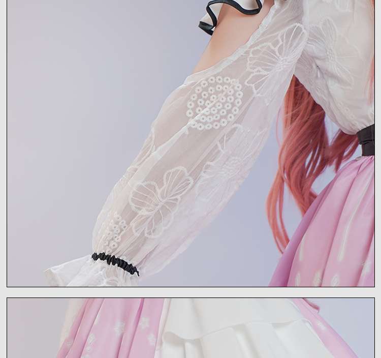 Close-up details of Nikki Cosplay Pink Dress