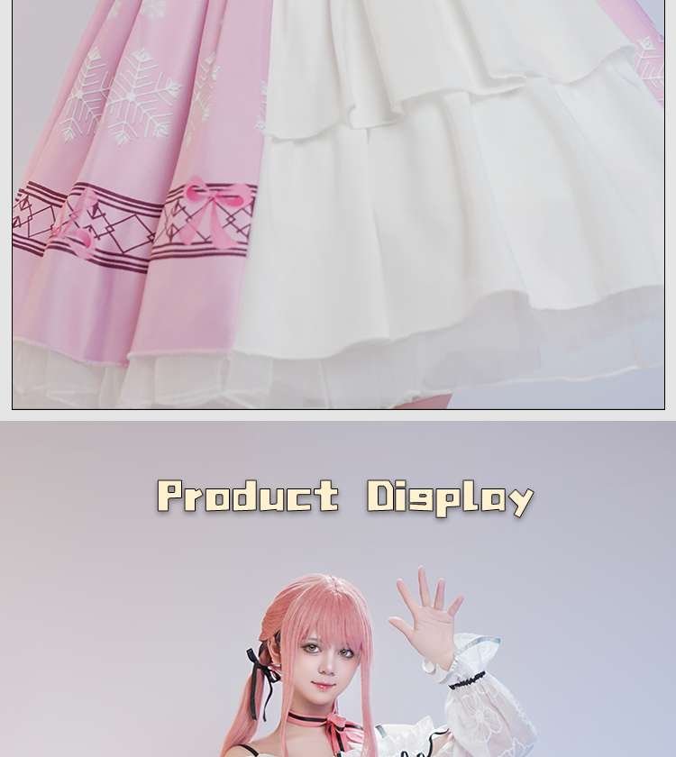 Close-up details of Nikki Cosplay Pink Dress