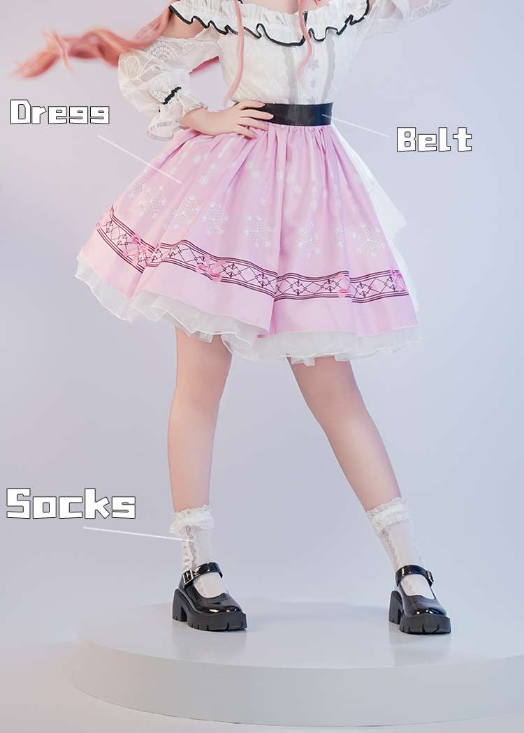 Front view of Infinity Nikki Nikki Cosplay Pink Dress