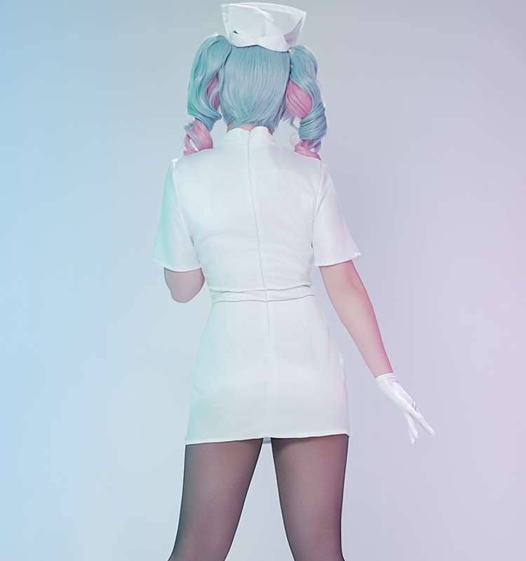 Back view of Project Sekai Rabbit Hole Nurse Uniform Cosplay Costume