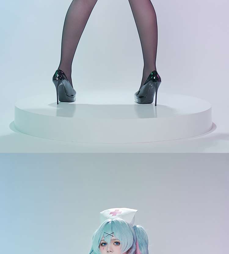Back view of Project Sekai Rabbit Hole Nurse Uniform Cosplay Costume
