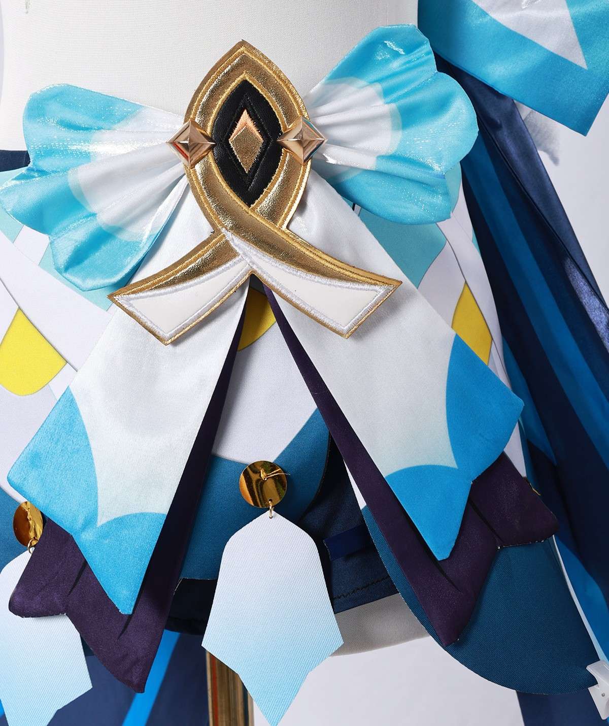 Close-up of Mualani costume accessories and fabric texture