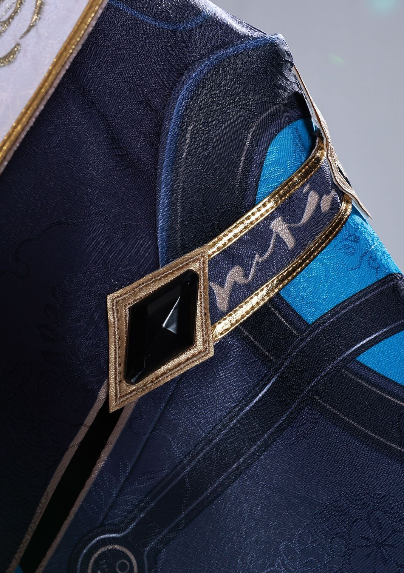 Close-up of Anaxa costume detailing and embroidery