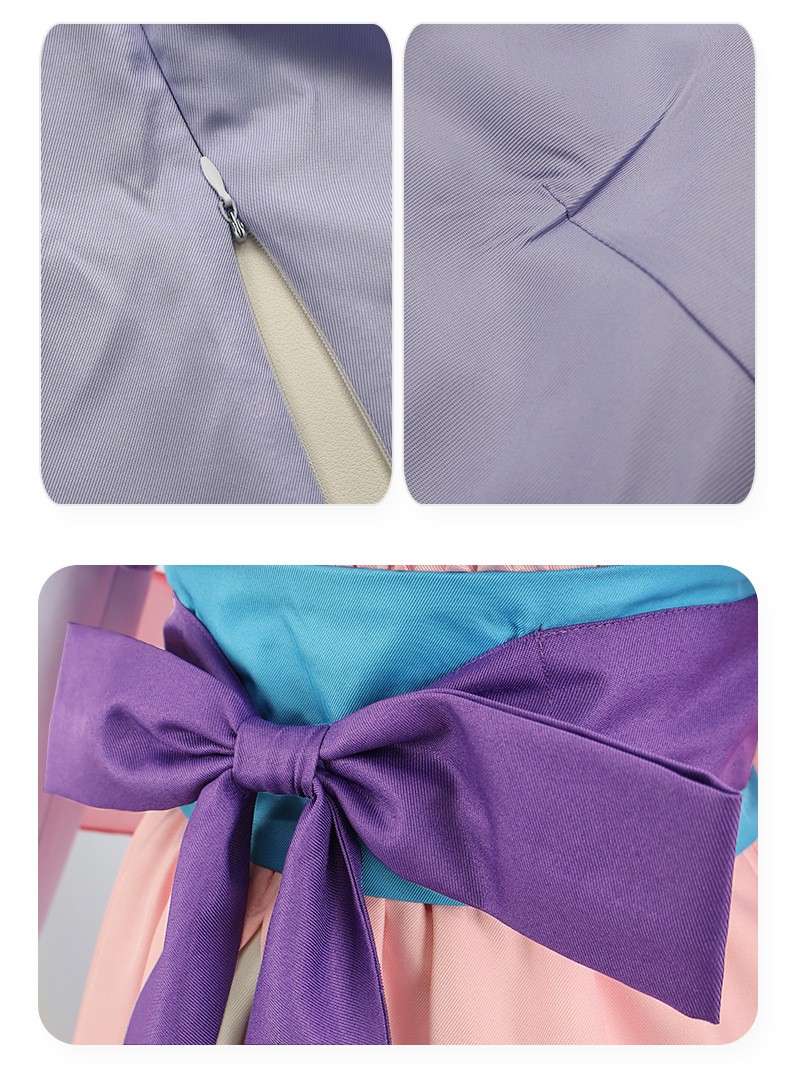 Close-up details of accessories and fabric in Maomao’s cosplay