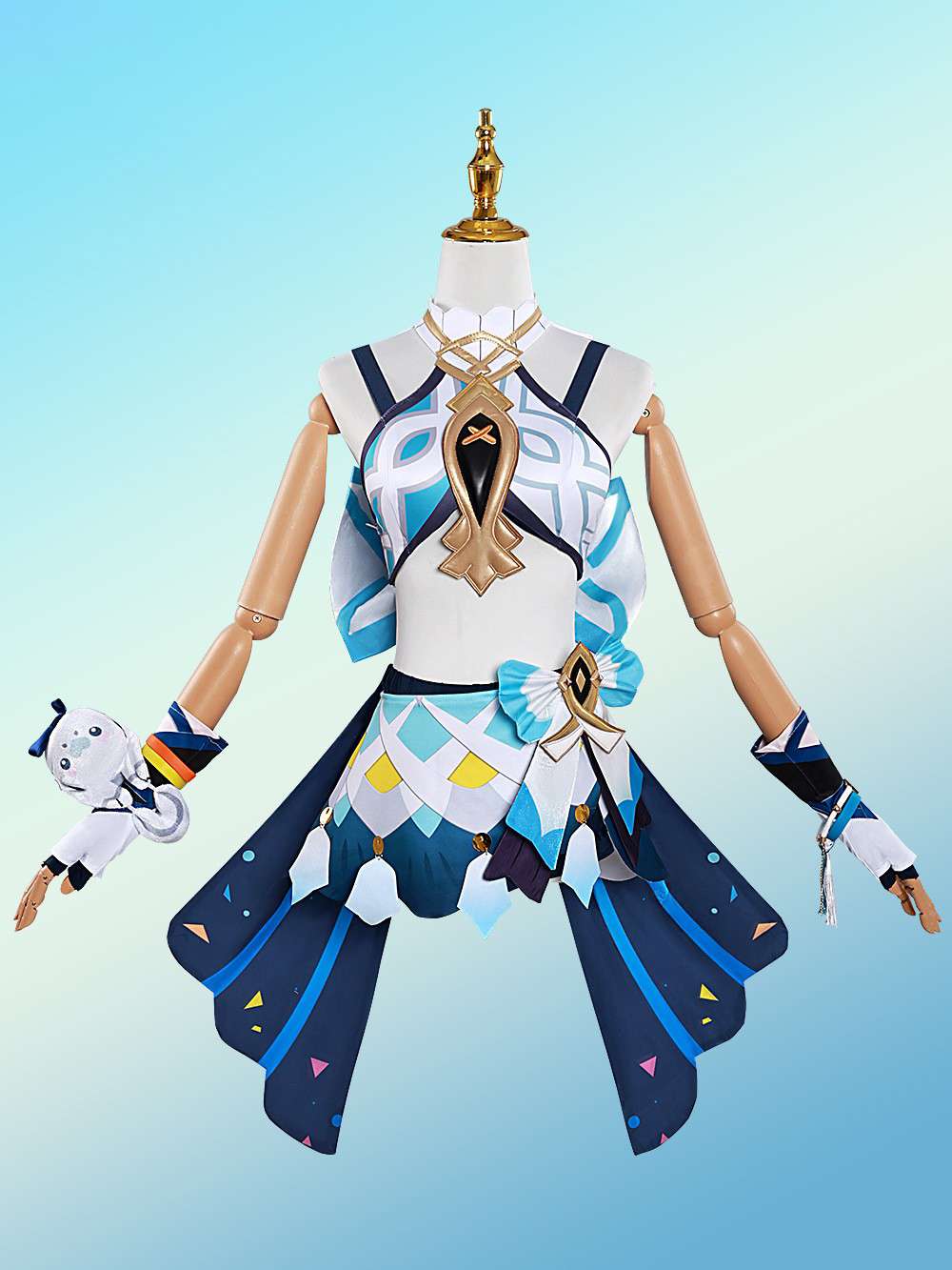 Front view of Genshin Impact Mualani cosplay outfit