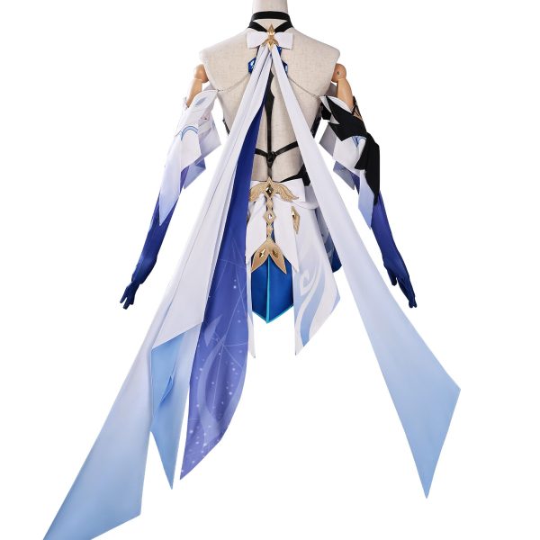 Rear view of Skirk cosplay outfit from Genshin Impact