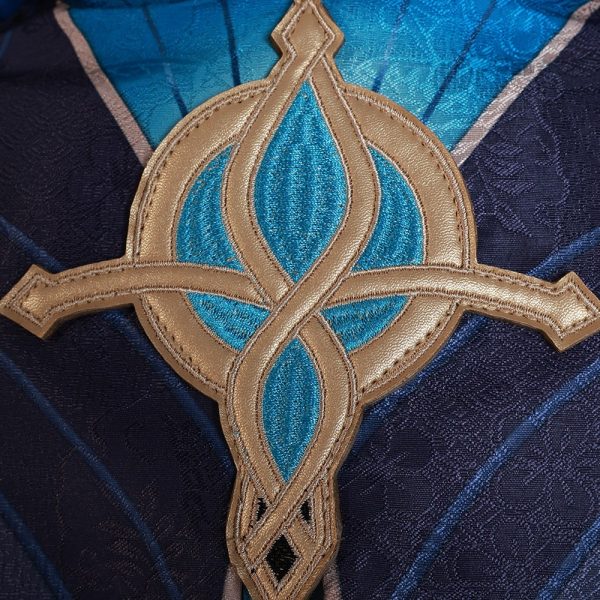 Close-up of Anaxa costume detailing and embroidery