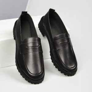 Front angle of brown Mary Jane cosplay shoes