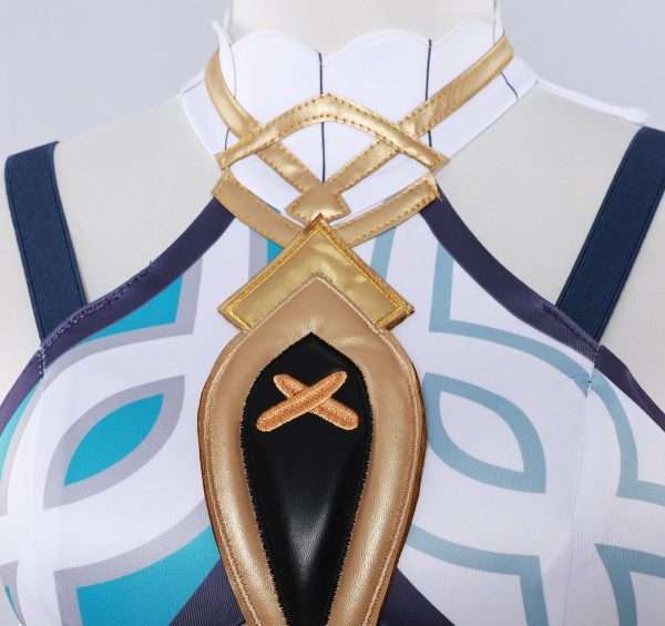 Close-up of Mualani costume accessories and fabric texture