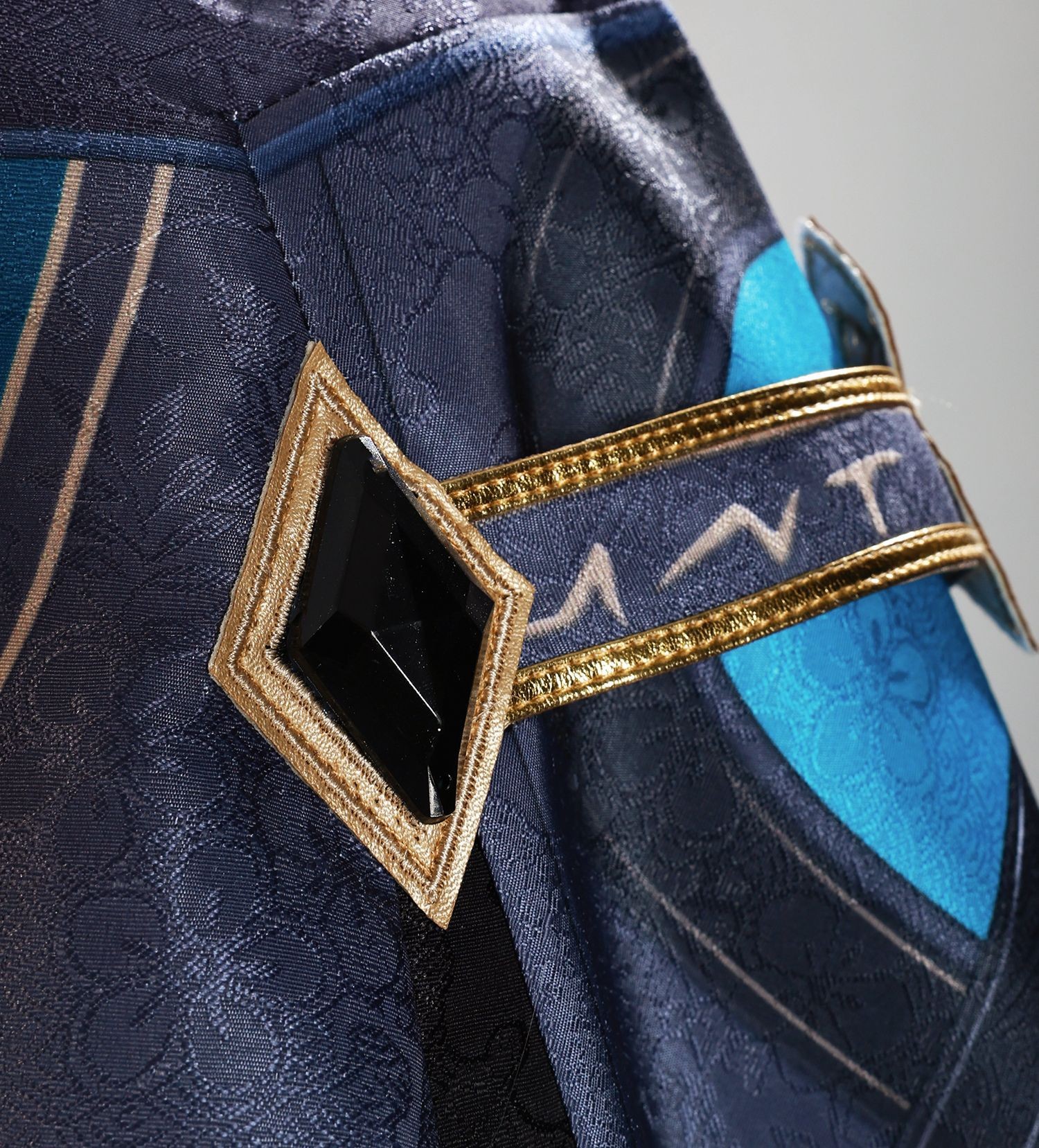 Close-up of Anaxa costume detailing and embroidery