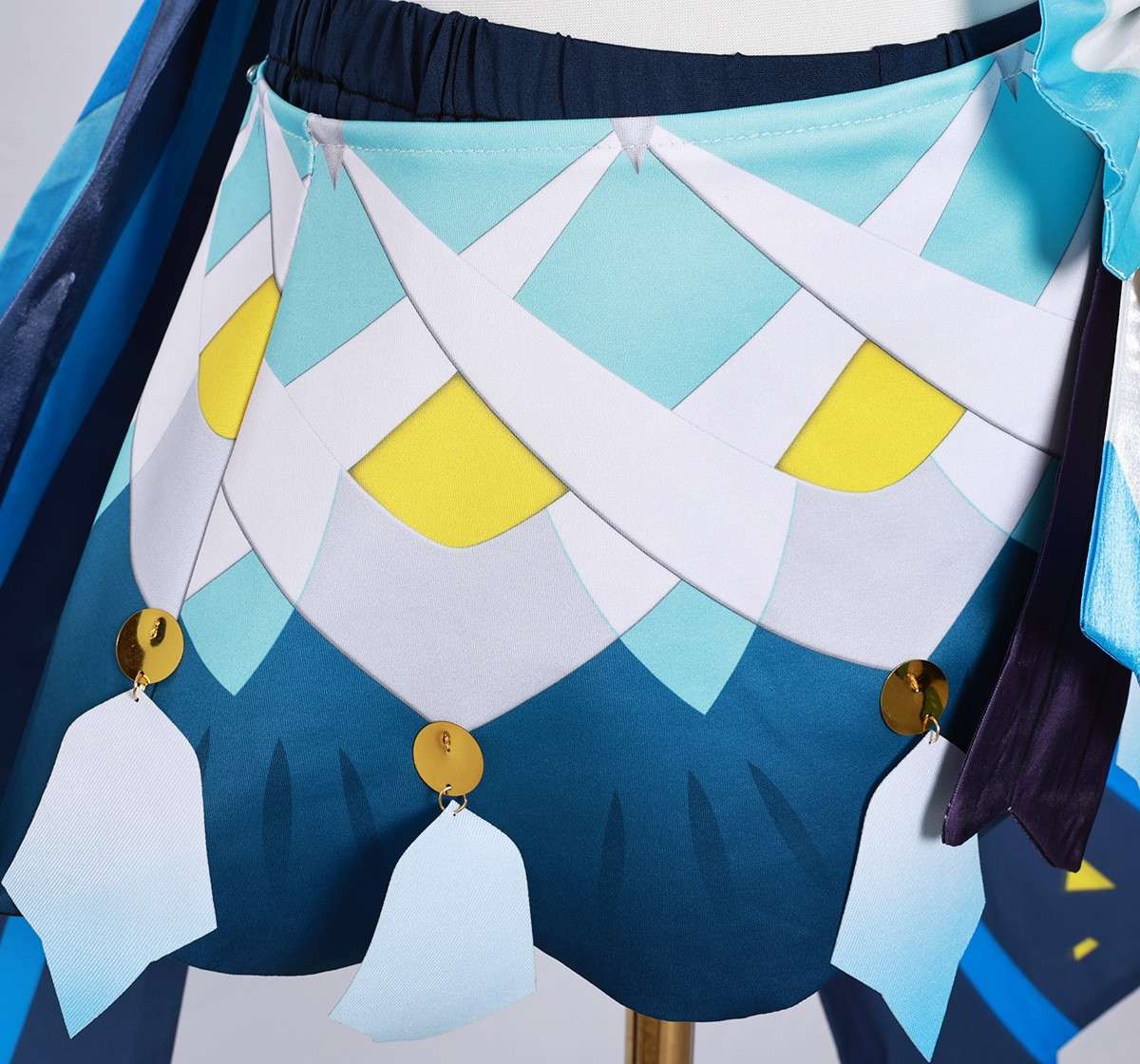 Close-up of Mualani costume accessories and fabric texture