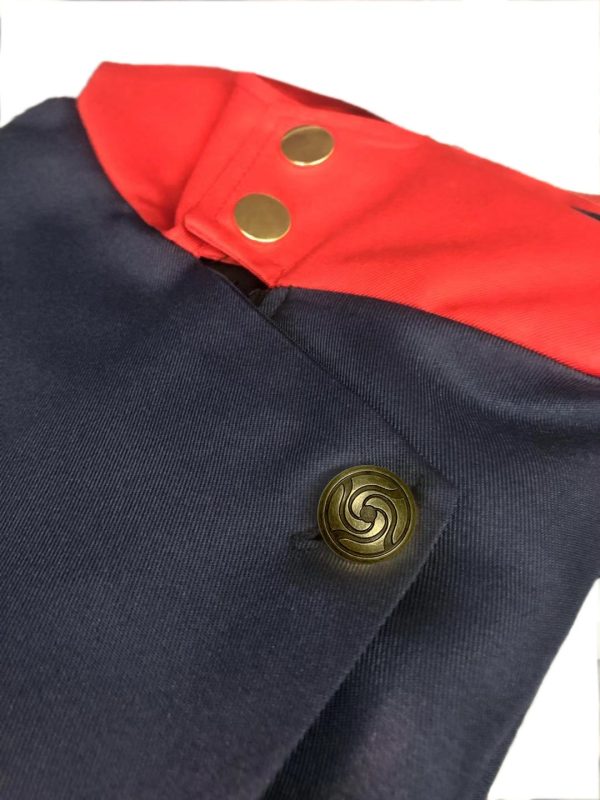 Close-up of collar, hood, and buttons